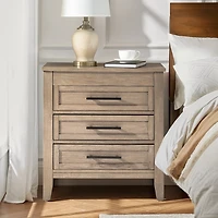 Oak Wood 3-Drawer Joachim Charging Nightstand
