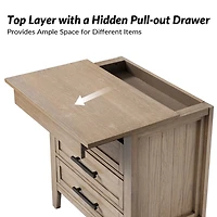 Oak Wood 3-Drawer Joachim Charging Nightstand