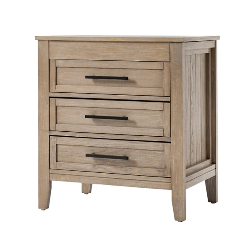 Oak Wood 3-Drawer Joachim Charging Nightstand