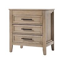 Oak Wood 3-Drawer Joachim Charging Nightstand