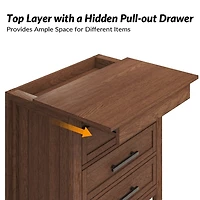 Walnut Wood 3-Drawer Joachim Charging Nightstand