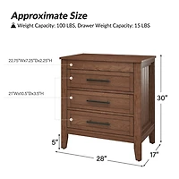 Walnut Wood 3-Drawer Joachim Charging Nightstand