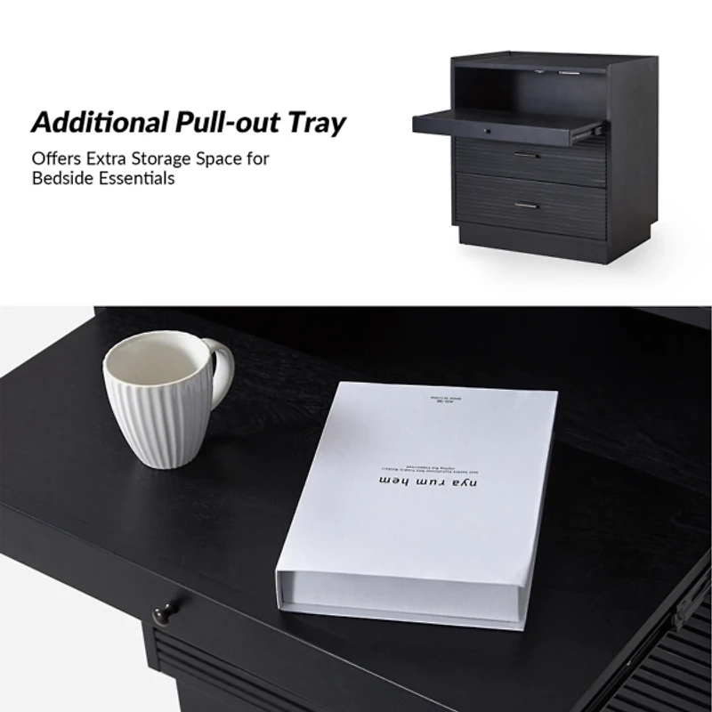 Black Wood Lonenz Charging Nightstand