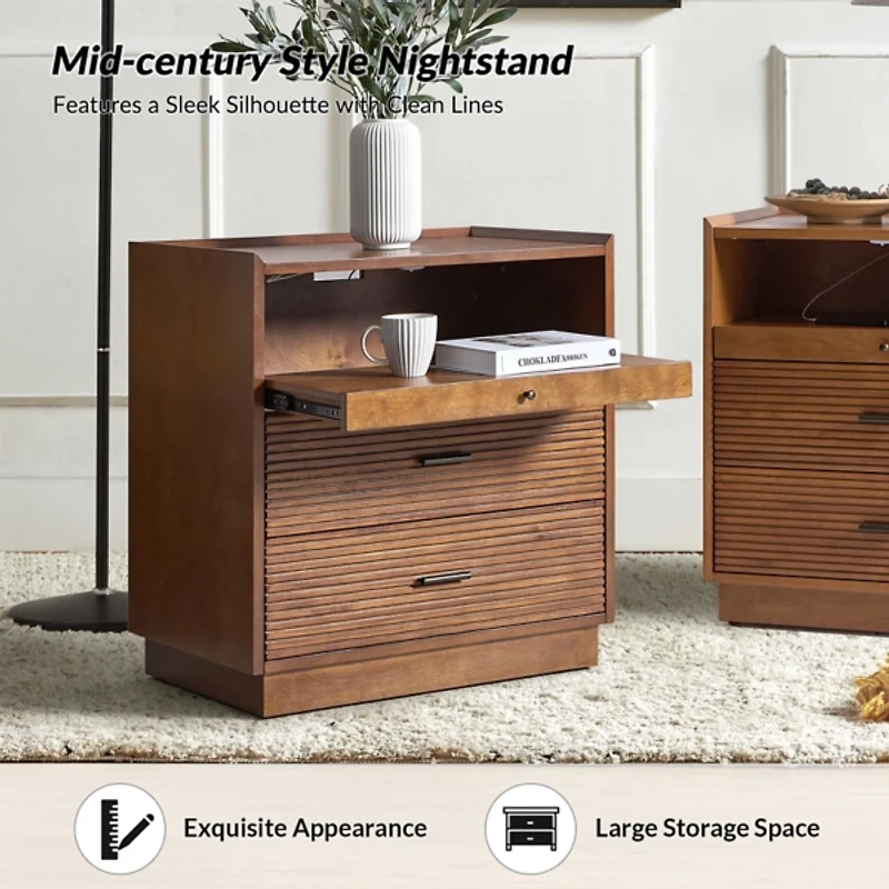 Walnut Wood Lonenz Charging Nightstand