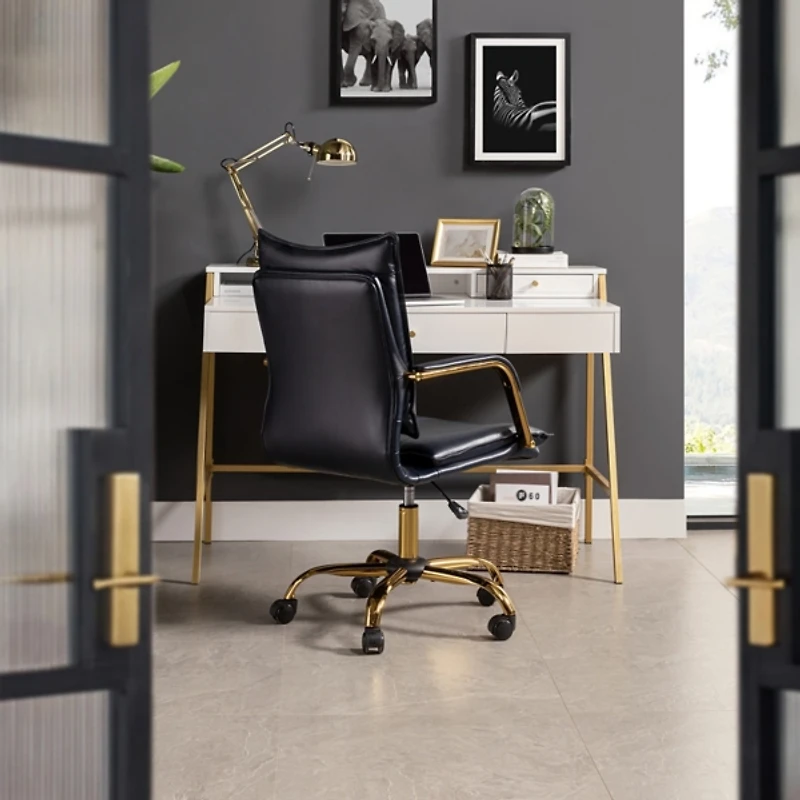 Navy Faux Leather Riccardo Office Chair