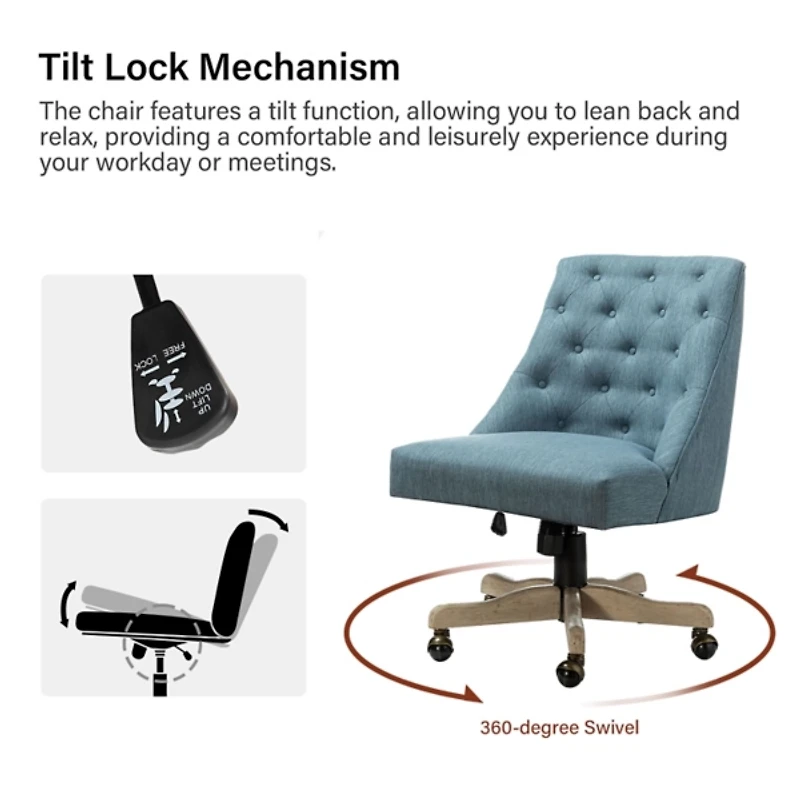 Blue Upholstered Jovita Office Chair