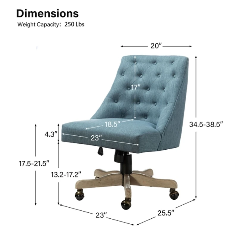Blue Upholstered Jovita Office Chair