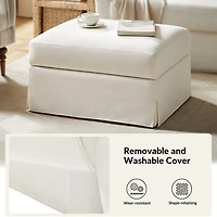 Ivory Upholstered Kimberly Storage Ottoman