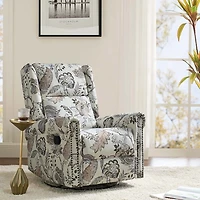 Jacobean Upholstered Harlem Swivel Recliner