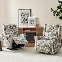 Jacobean Upholstered Harlem Swivel Recliner