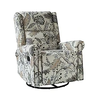 Jacobean Upholstered Harlem Swivel Recliner