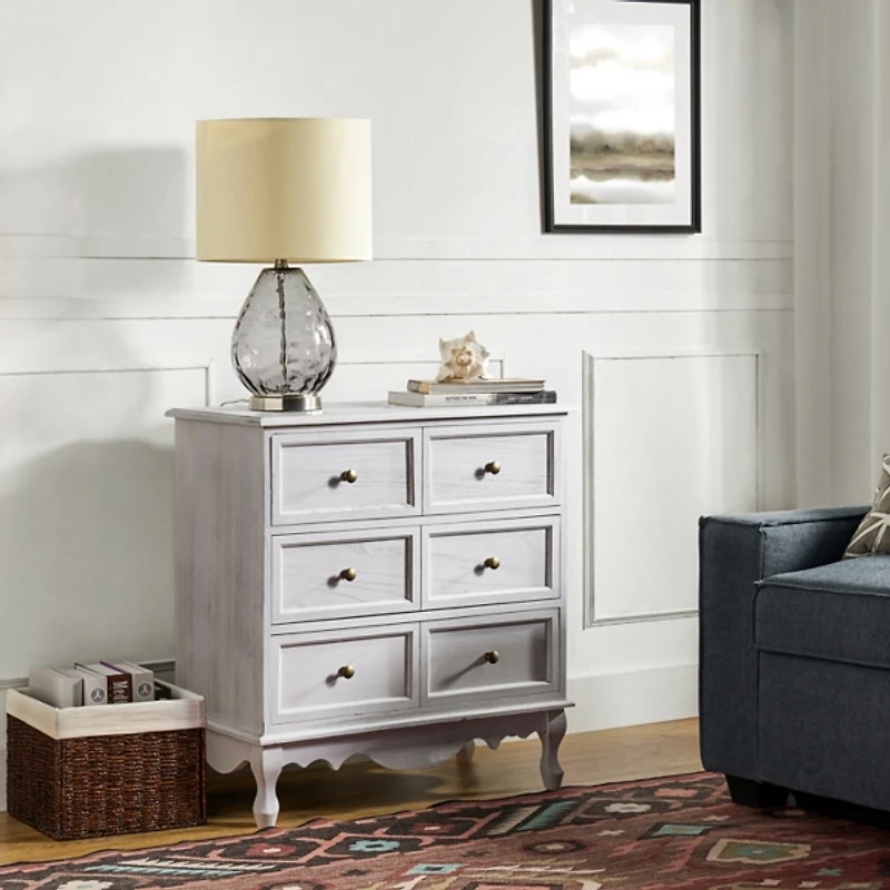 White Hippe 3-Drawer Charging Nightstand