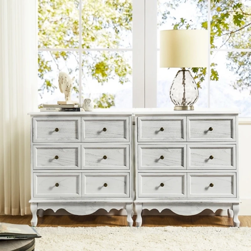 White Hippe 3-Drawer Charging Nightstand