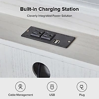 White Hippe 3-Drawer Charging Nightstand