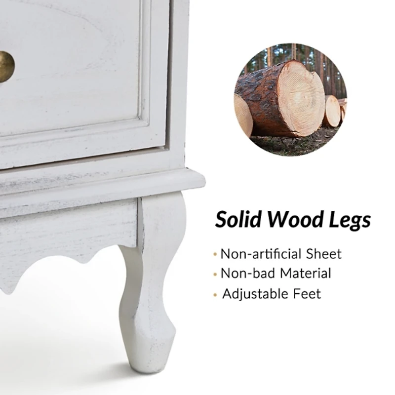 White Hippe 3-Drawer Charging Nightstand