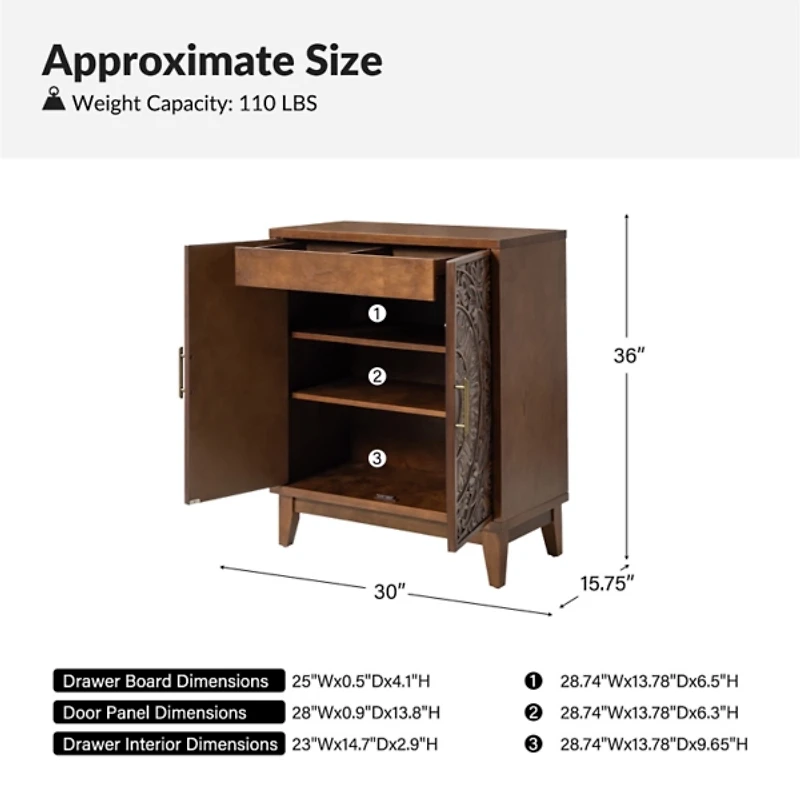 Walnut Brown Wood Thea Cabinet