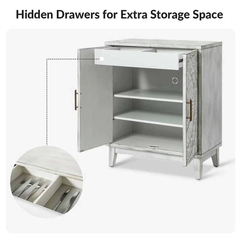 Distressed White Wood Thea Cabinet