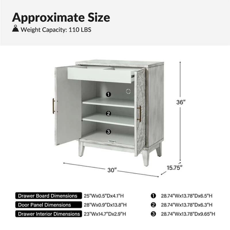 Distressed White Wood Thea Cabinet
