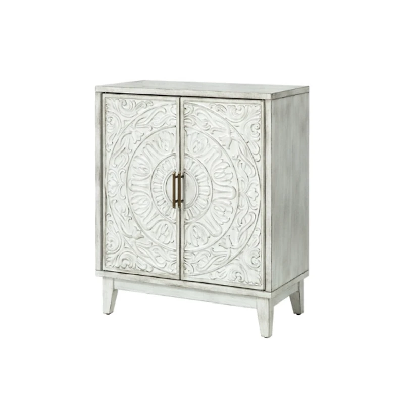 Distressed White Wood Thea Cabinet