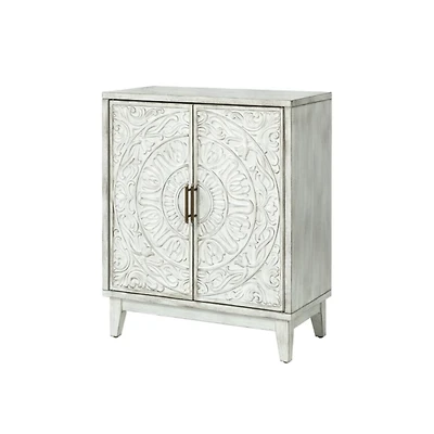 Distressed White Wood Thea Cabinet