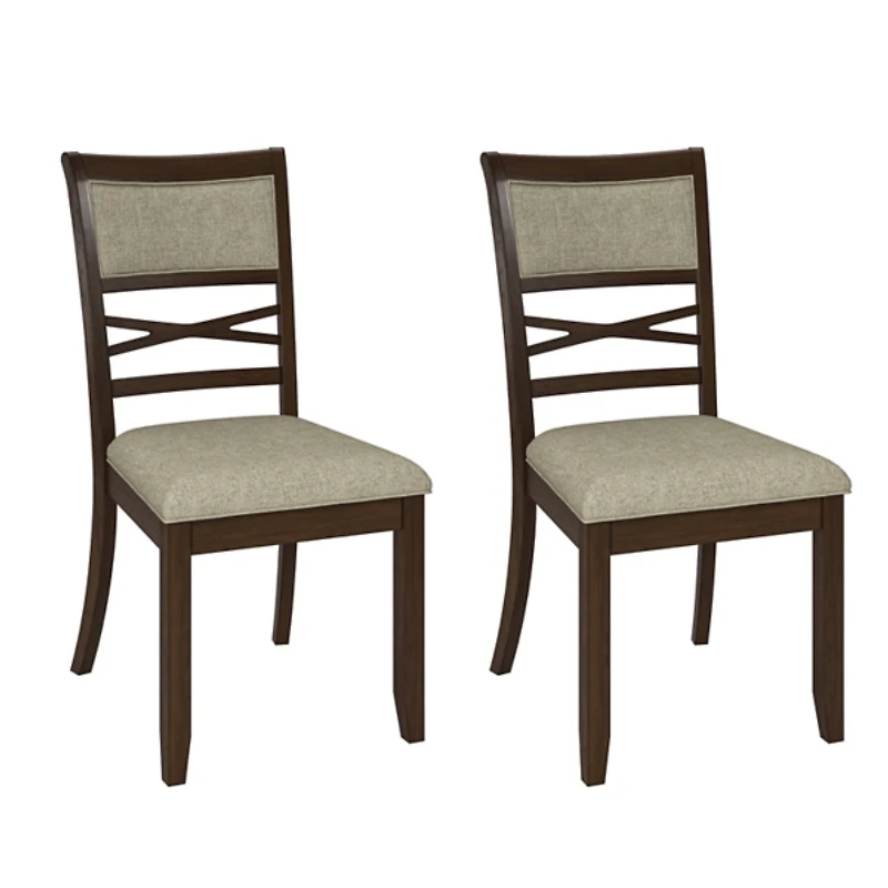 Walnut Brown Transitional Dining Chairs, Set of 2