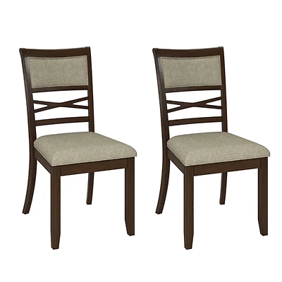 Walnut Brown Transitional Dining Chairs, Set of 2