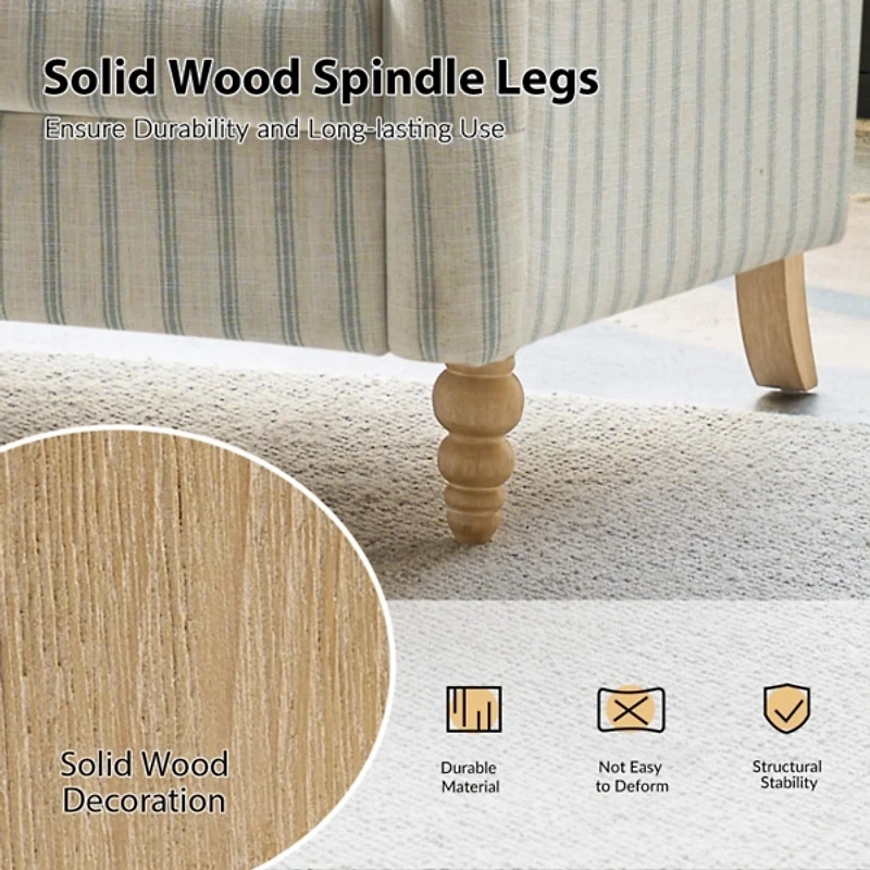 Blue Stripe Upholstered Paulina Loveseat