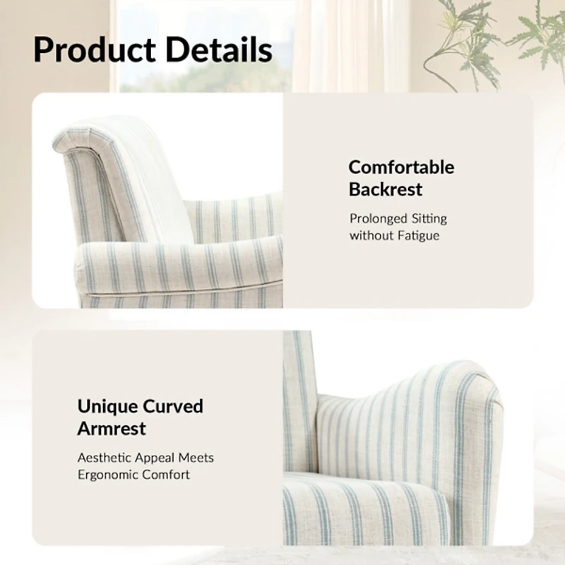 Blue Stripe Upholstered Paulina Loveseat