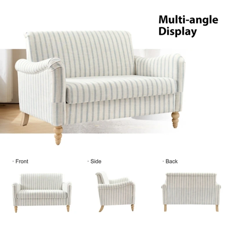 Blue Stripe Upholstered Paulina Loveseat