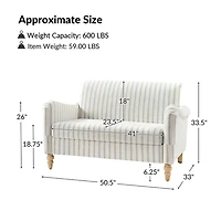 Blue Stripe Upholstered Paulina Loveseat