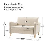 Linen Upholstered Paulina Loveseat