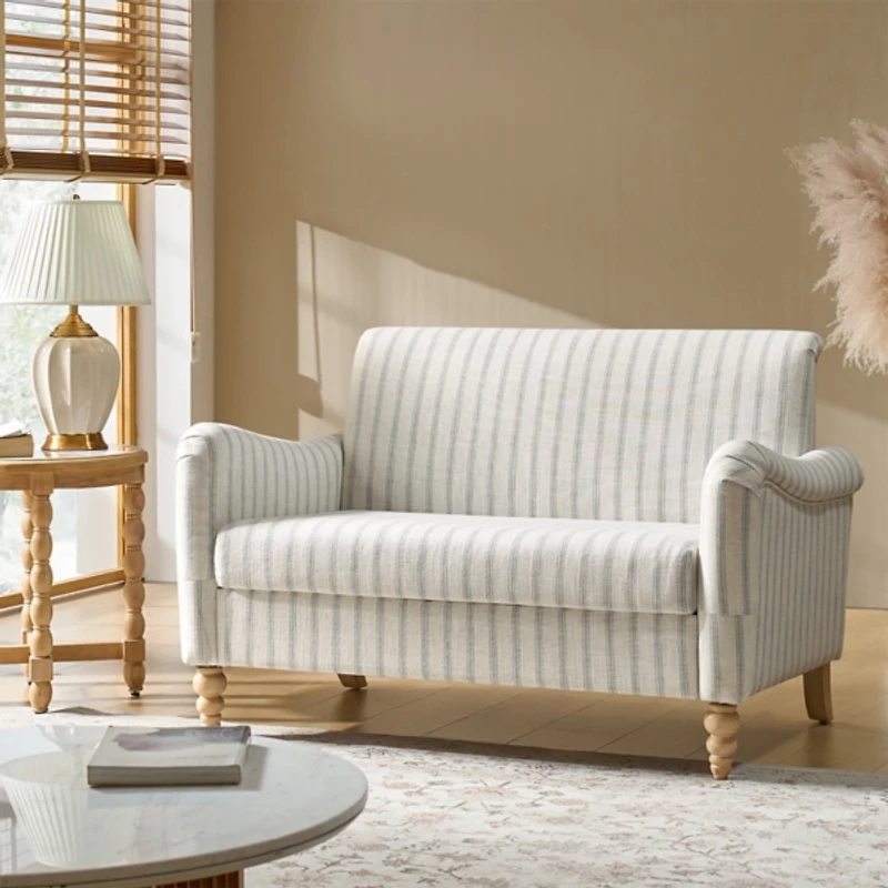 Striped Linen Upholstered Paulina Loveseat