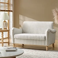 Striped Linen Upholstered Paulina Loveseat