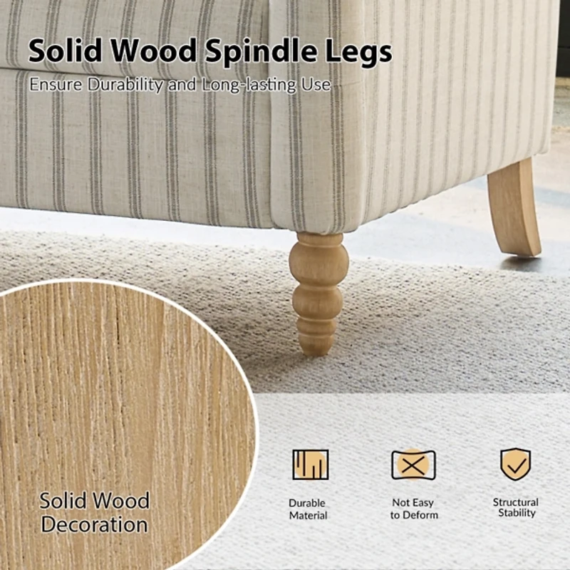 Striped Linen Upholstered Paulina Loveseat