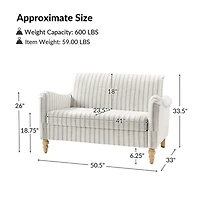 Striped Linen Upholstered Paulina Loveseat