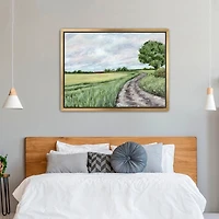 Green Country Roads Framed Canvas Art Print
