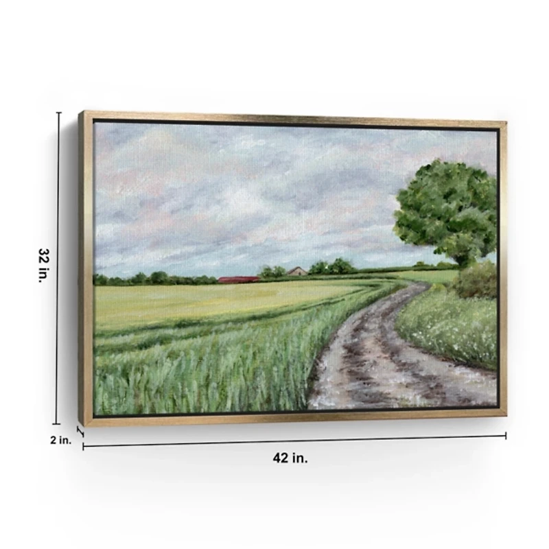 Green Country Roads Framed Canvas Art Print