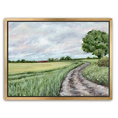 Green Country Roads Framed Canvas Art Print