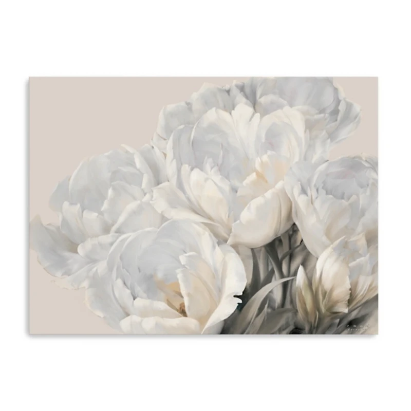 White Tulip Blooms Canvas Art Print