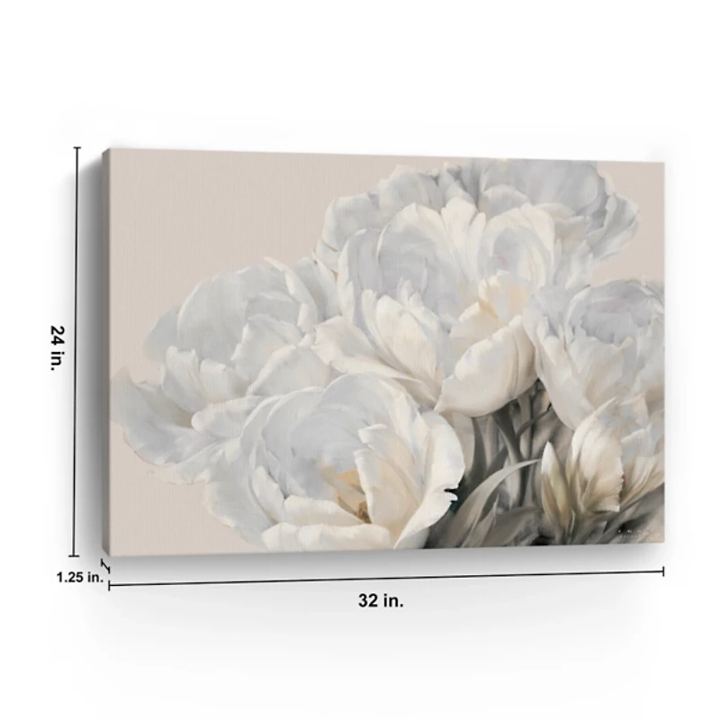 White Tulip Blooms Canvas Art Print, 32x24