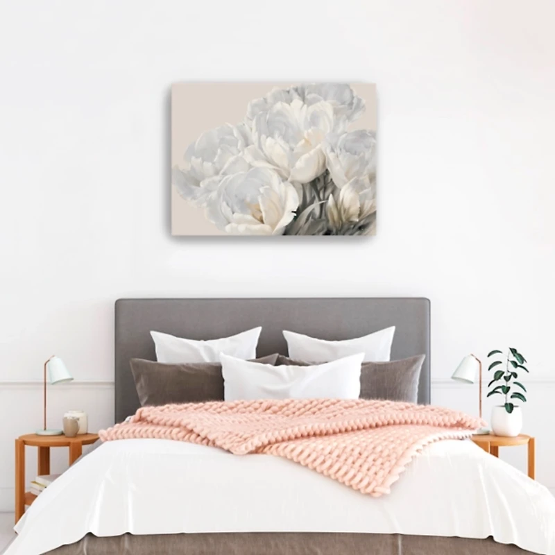 White Tulip Blooms Canvas Art Print, 40x30