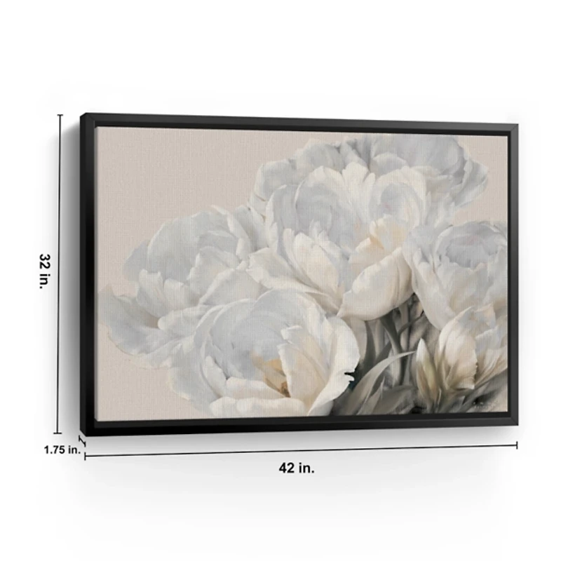 White Tulip Blooms Framed Canvas Art Print
