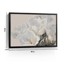 White Tulip Blooms Framed Canvas Art Print