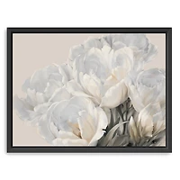 White Tulip Blooms Framed Canvas Art Print
