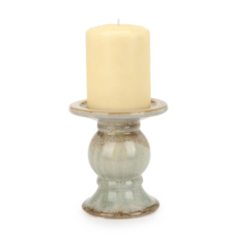 Glazed Ceramic Pillar Candle Holder