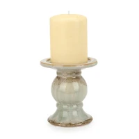 Glazed Ceramic Pillar Candle Holder