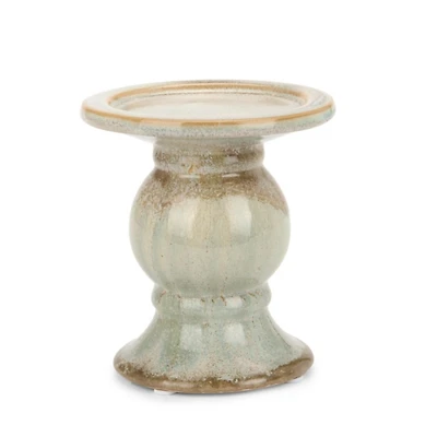 Glazed Ceramic Pillar Candle Holder