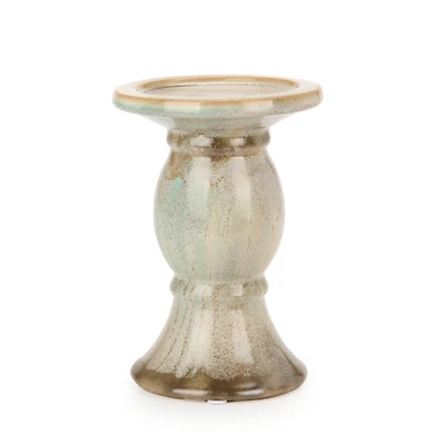 Glazed Ceramic Pillar Candle Holder, 6.75 in.