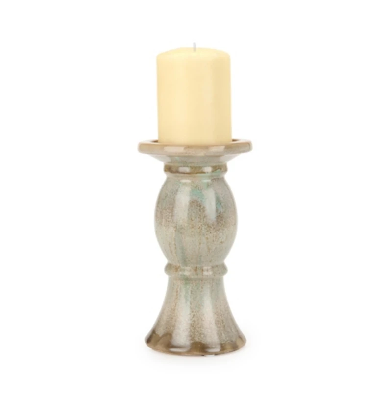 Glazed Ceramic Pillar Candle Holder
