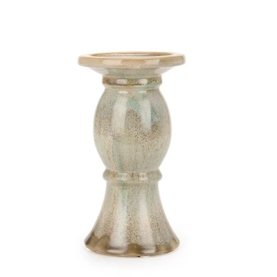 Glazed Ceramic Pillar Candle Holder